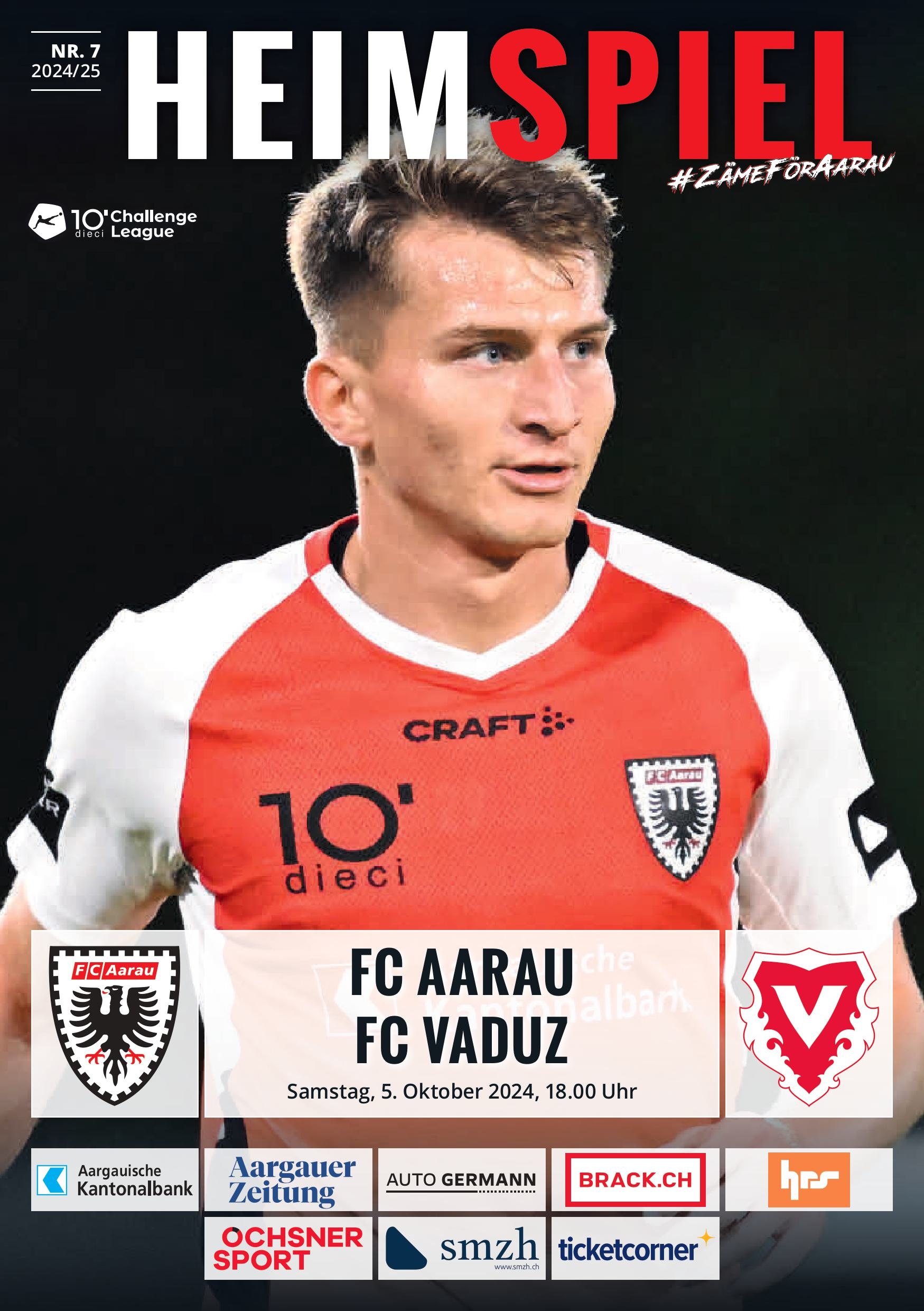 Heimspiel Nr. 7 2024/25 FC Aarau - FC Vaduz