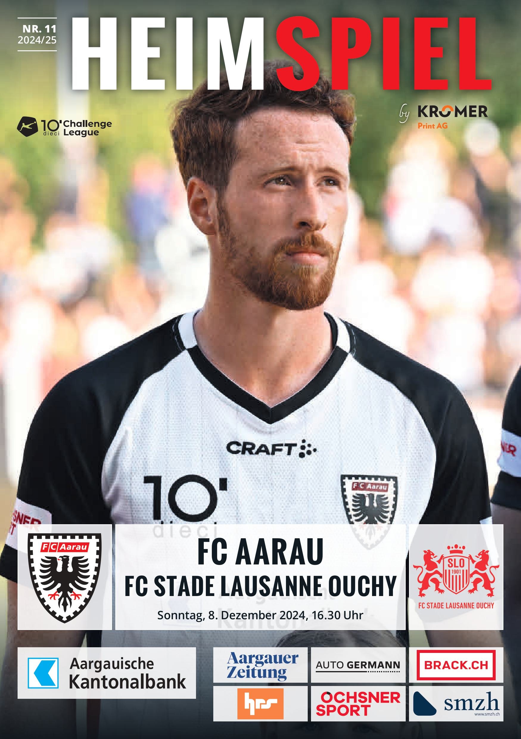 Heimspiel Nr. 11 2024/25 FC Aarau - FC Stade-Lausanne-Ouchy