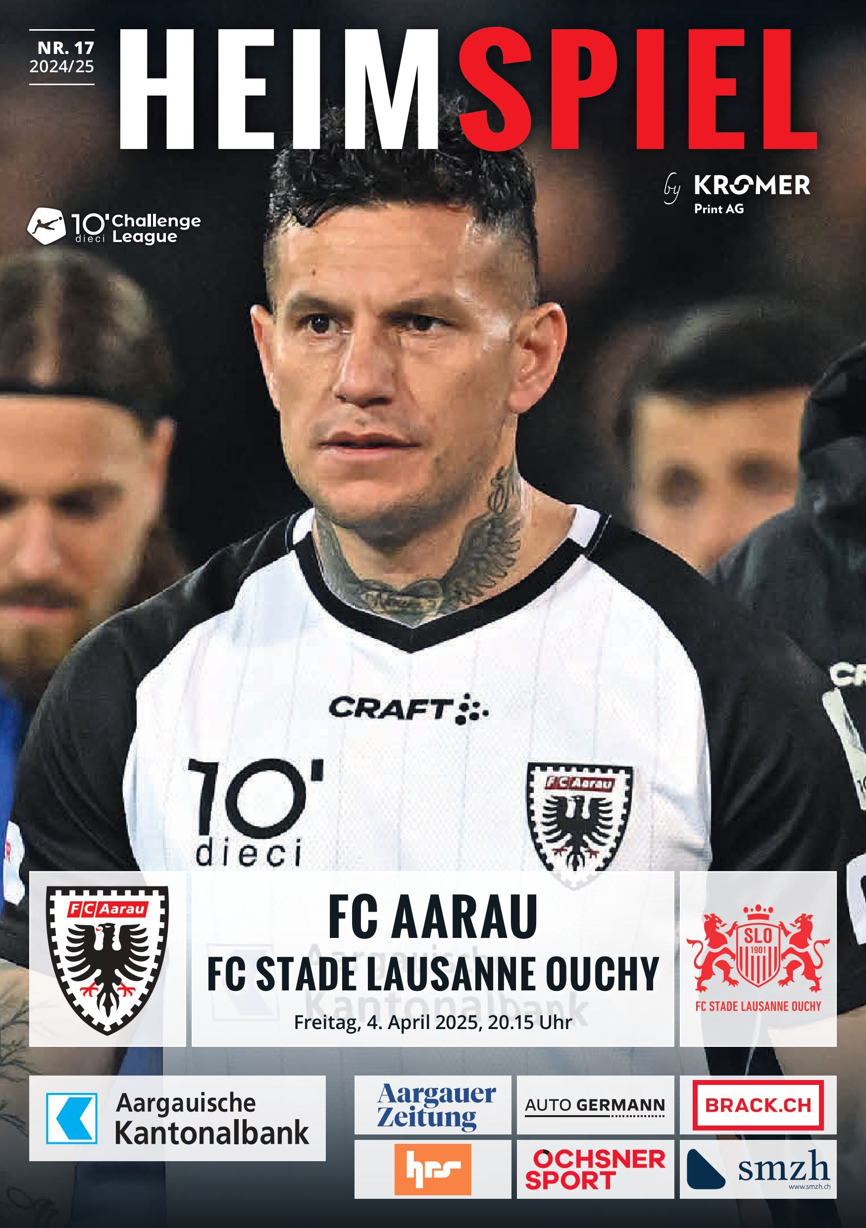 Heimspiel Nr. 17 2024/25 FC Aarau - FC Stade-Lausanne-Ouchy
