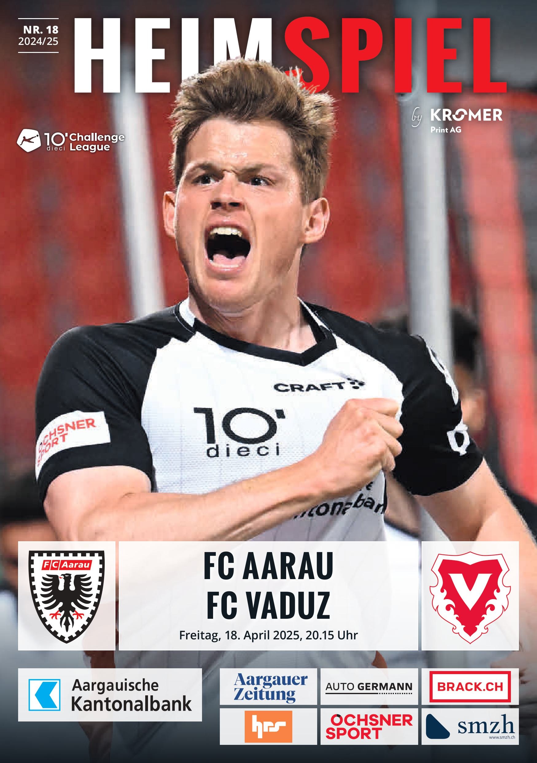 Heimspiel Nr. 18 2024/25 FC Aarau - FC Vaduz