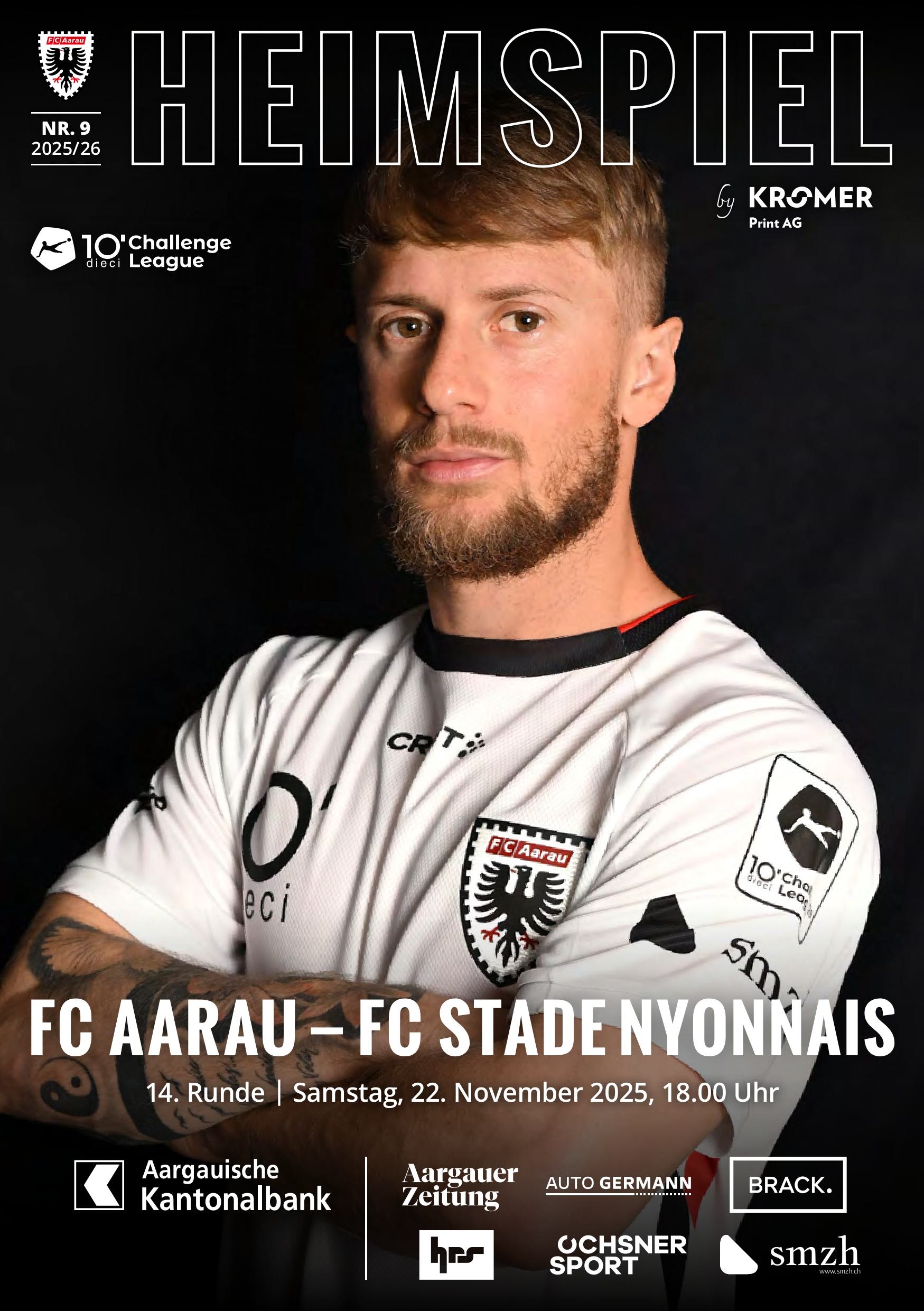 Heimspiel Nr. 9 2025/26 FC Aarau - FC Stade Nyonnais