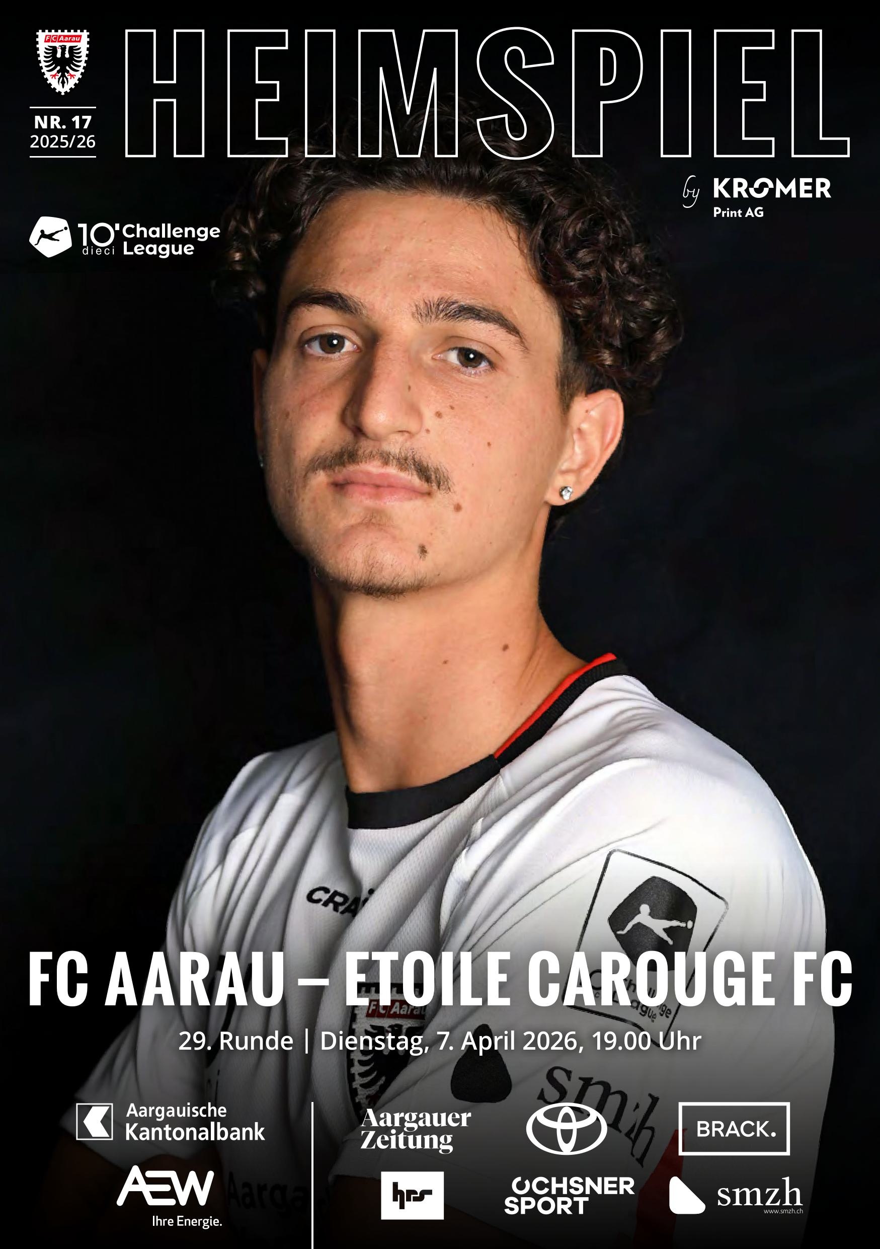 Heimspiel Nr. 17 2025/26 FC Aarau - Étoile Carouge FC