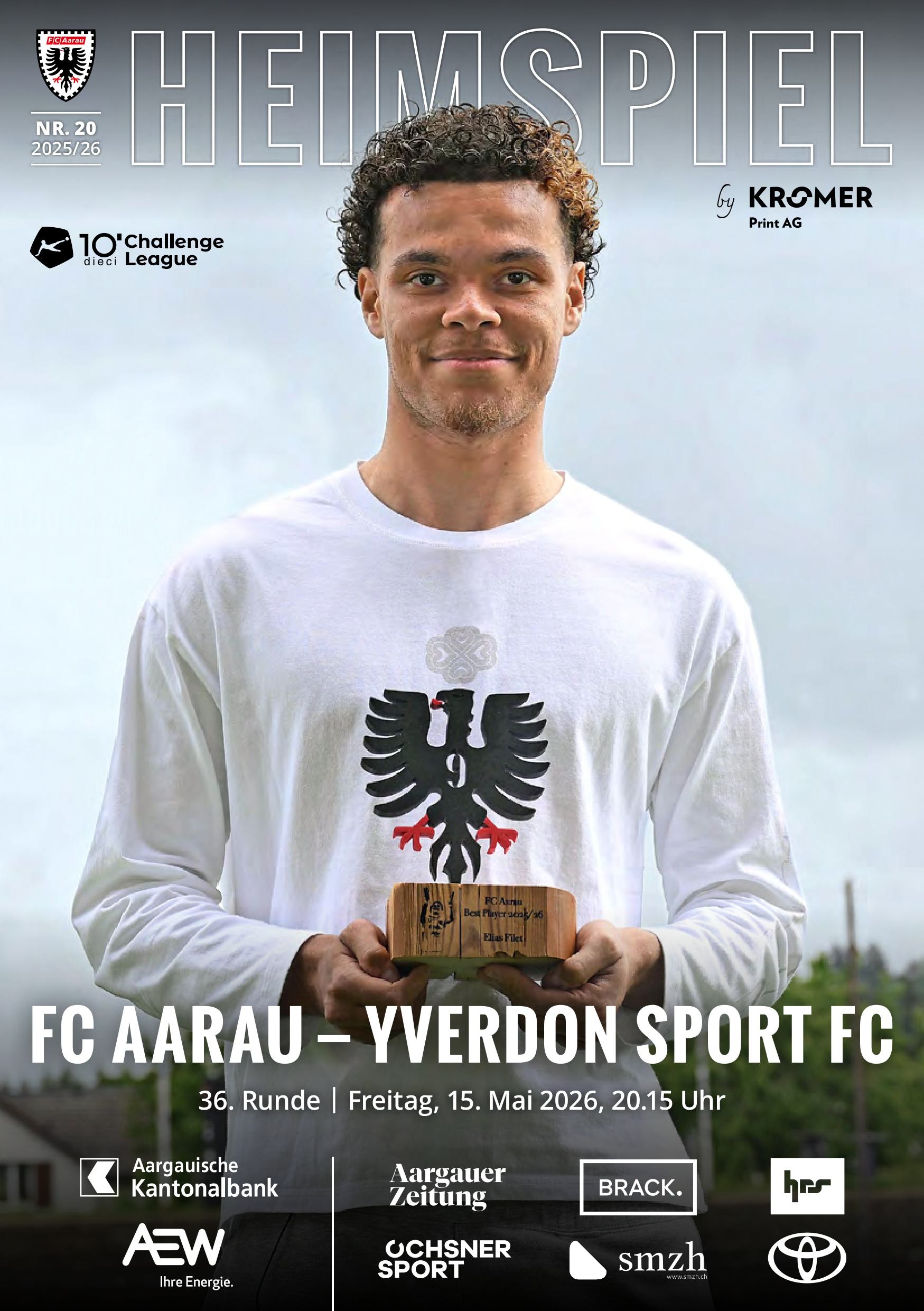 Heimspiel Nr. 20 2025/26 FC Aarau - Yverdon Sport FC