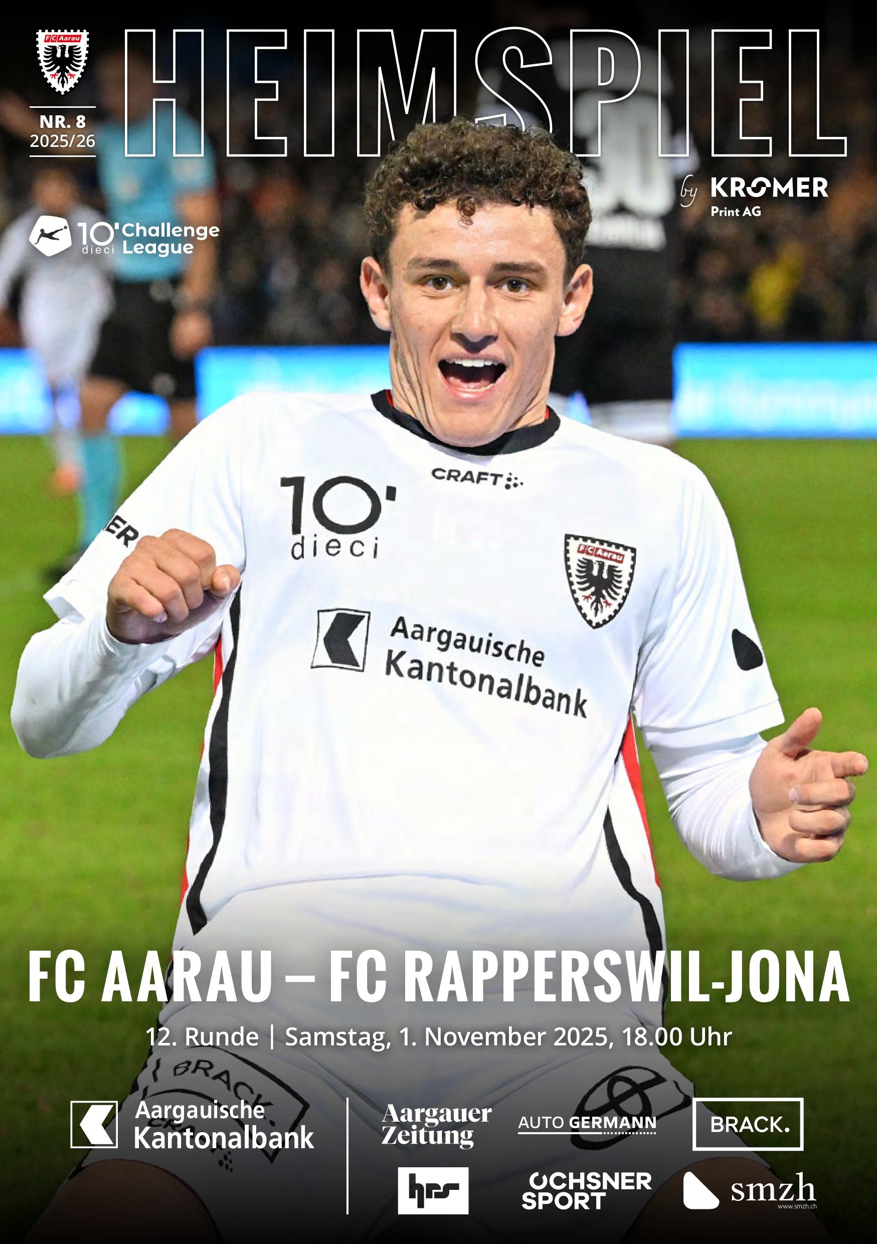 Heimspiel Nr. 8 2025/26 FC Aarau - FC Rapperswil-Jona