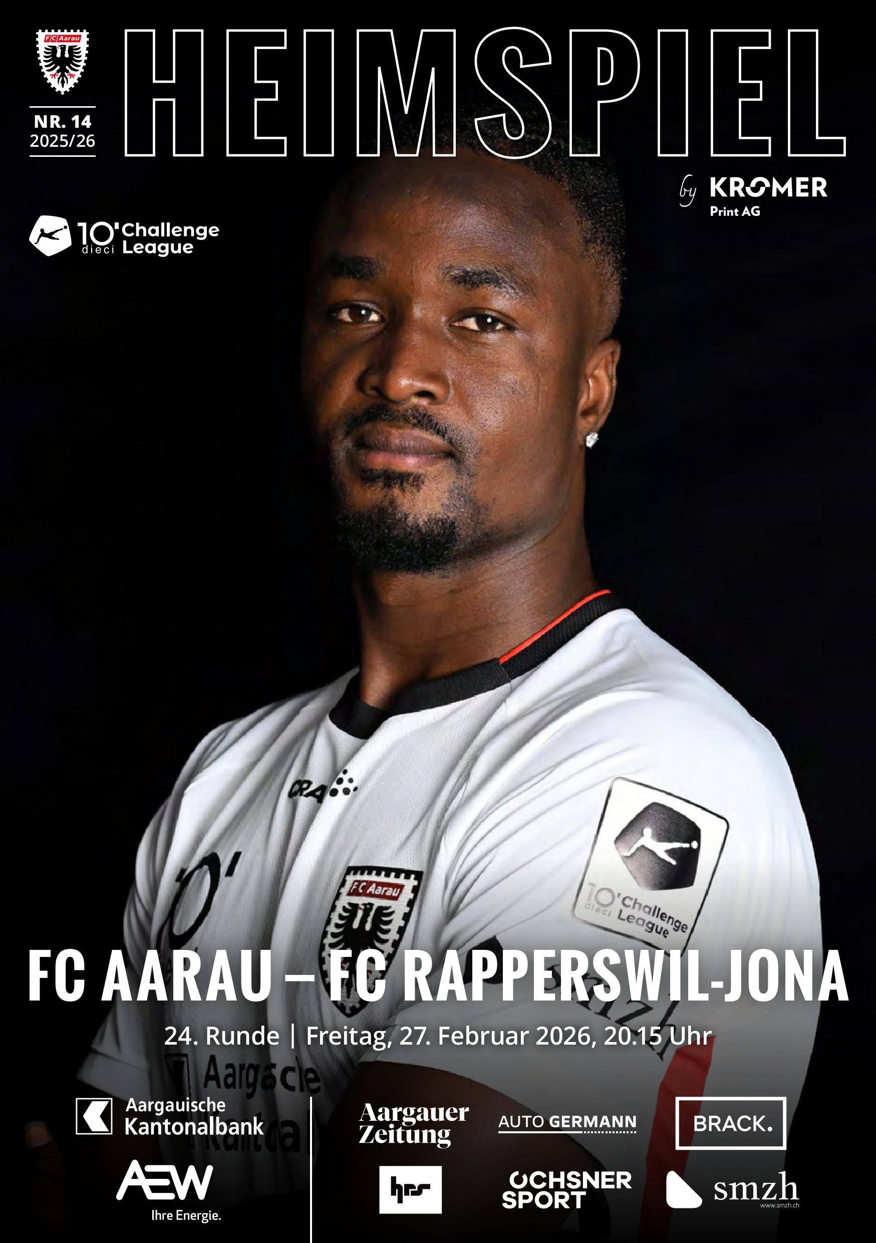 Heimspiel Nr. 14 2025/26 FC Aarau - FC Rapperswil-Jona